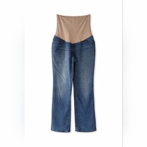 Indigo Blue Maternity Jeans Medium Wash Straight Leg Stretch‎ Denim
